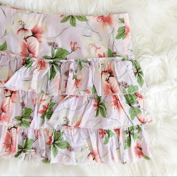 American Eagle Outfitters Purple Tropical 🌺 Floral Tiered Mini Skirt Y2K - Picture 6 of 6